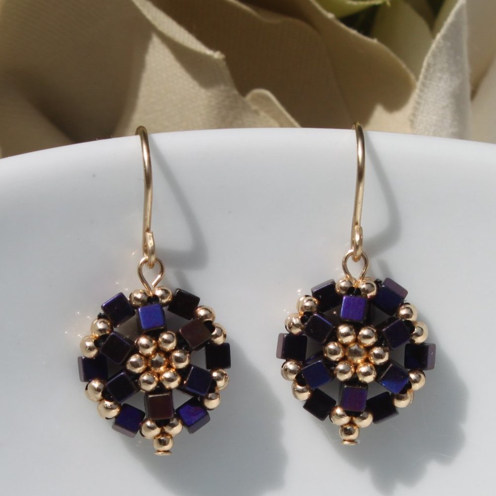 Hematite Mystic Purple-Pink and 14kt GF Earrings